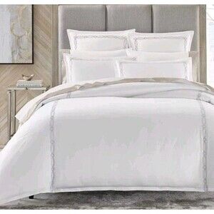 Hotel Collection Portofino KING Duvet Cover + 2 King Shams Set White / Silver